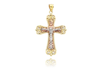 3 Tone Plated | High Polish Cross Pendants